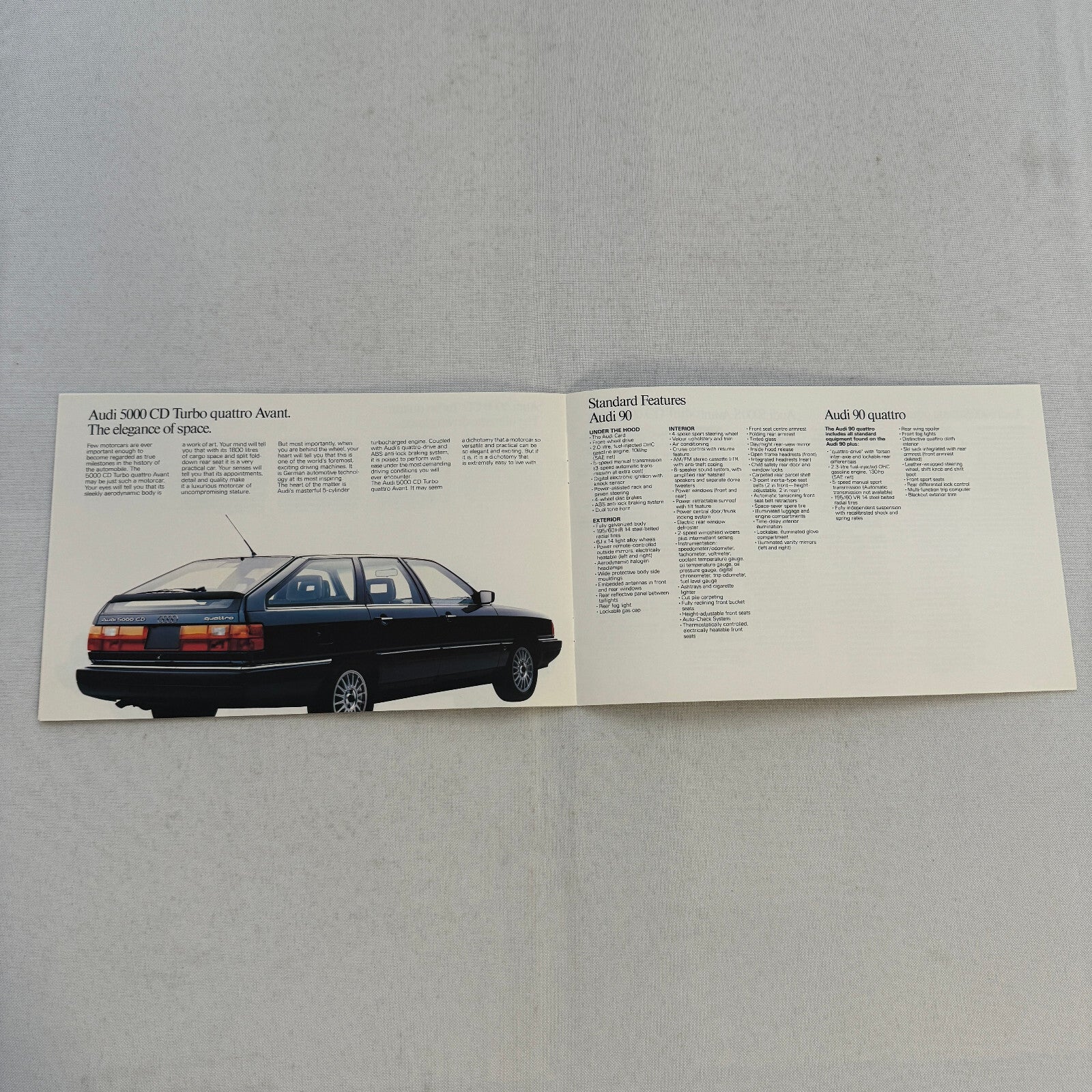 1988 Audi Car Sales Brochure Catalog 90 Quattro 5000 5000S Avant 5000CD 5000 CD