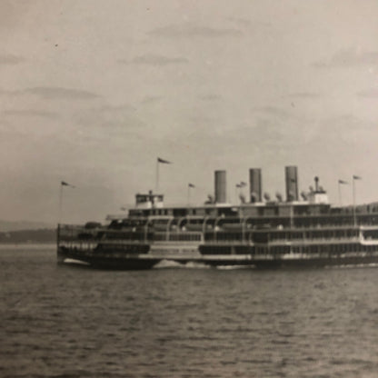 Antique Glass Plate Lantern Slide Photo Boat Ship Washington Irving Steamer