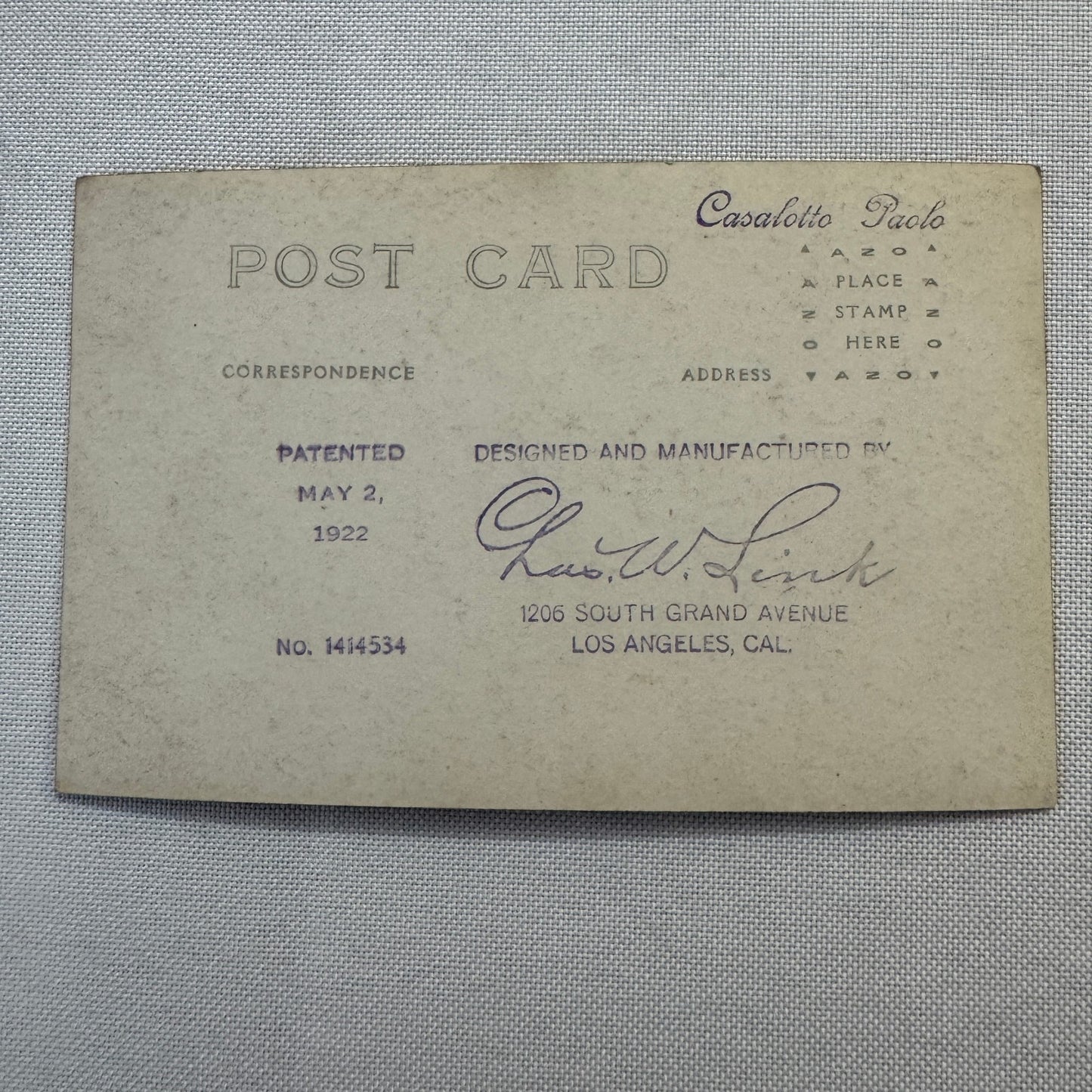 Charles W Link Vintage Automobile Car Sedan Top Real Photo Postcard RPPC Antique