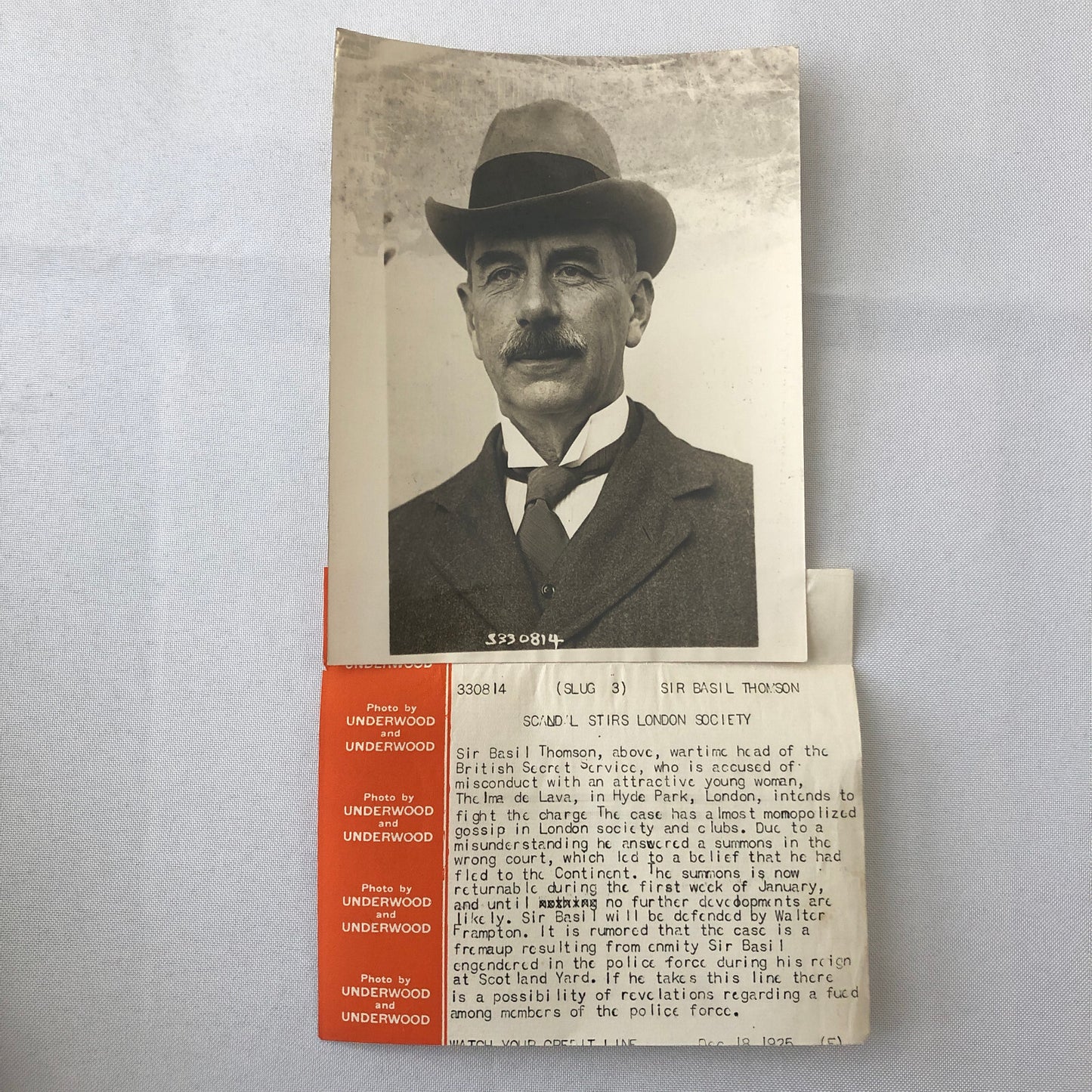 Press Photo Photograph 1925 British Secret Service Head Scandal Scotland Yard