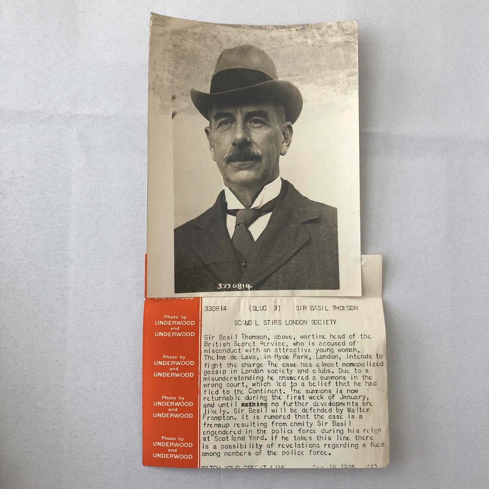 Press Photo Photograph 1925 British Secret Service Head Scandal Scotland Yard