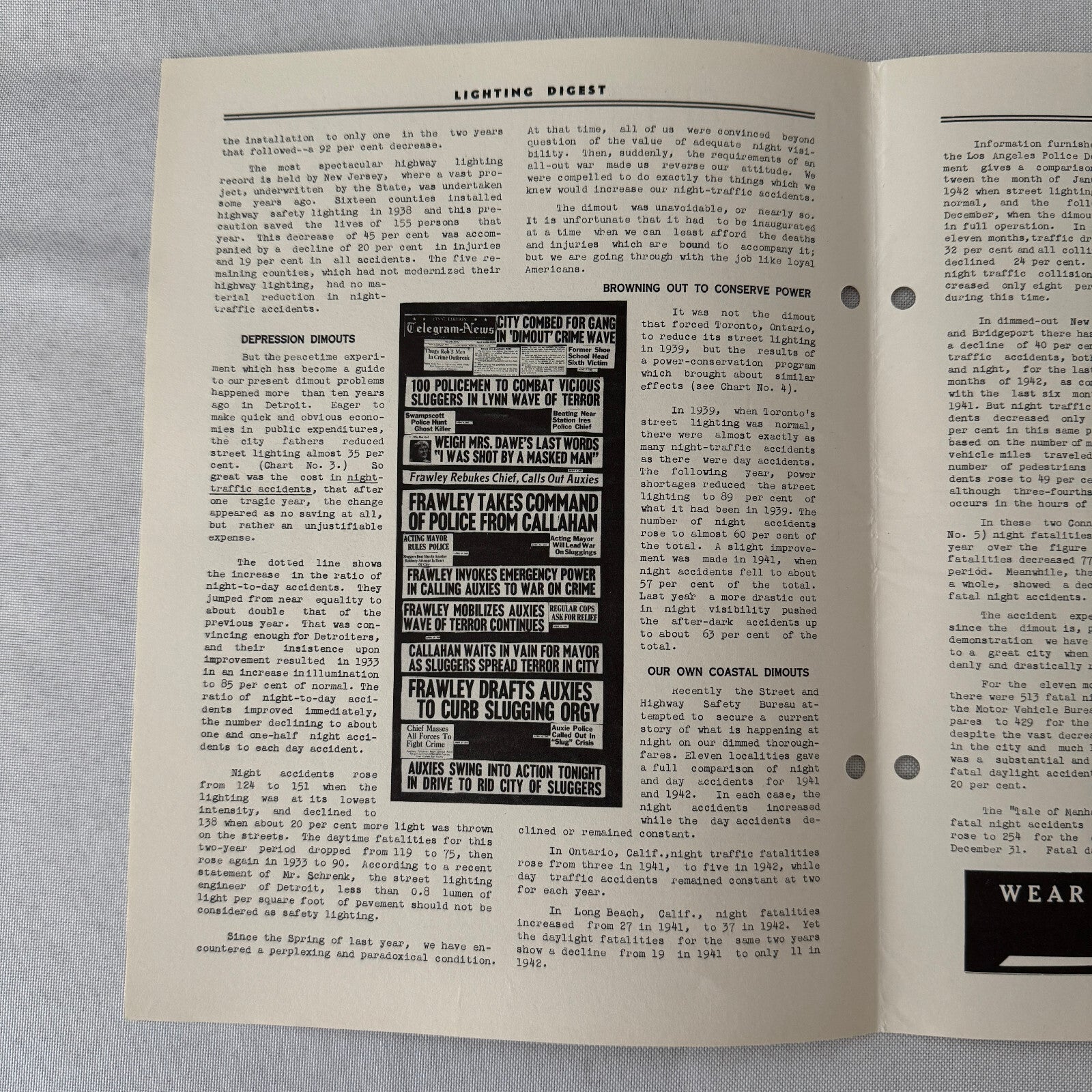 1943 General Electric Lighting Digest Newsletter Highway Lighting Ephemera