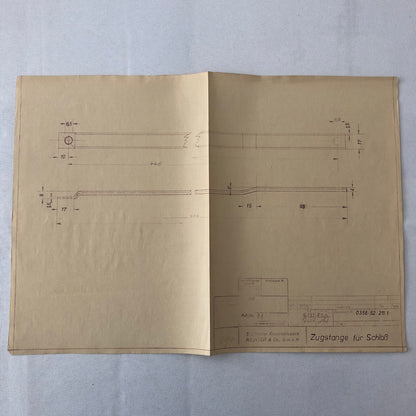 Vintage Porsche Reutter & Co Coachbuilder Factory Part Blueprint Document German