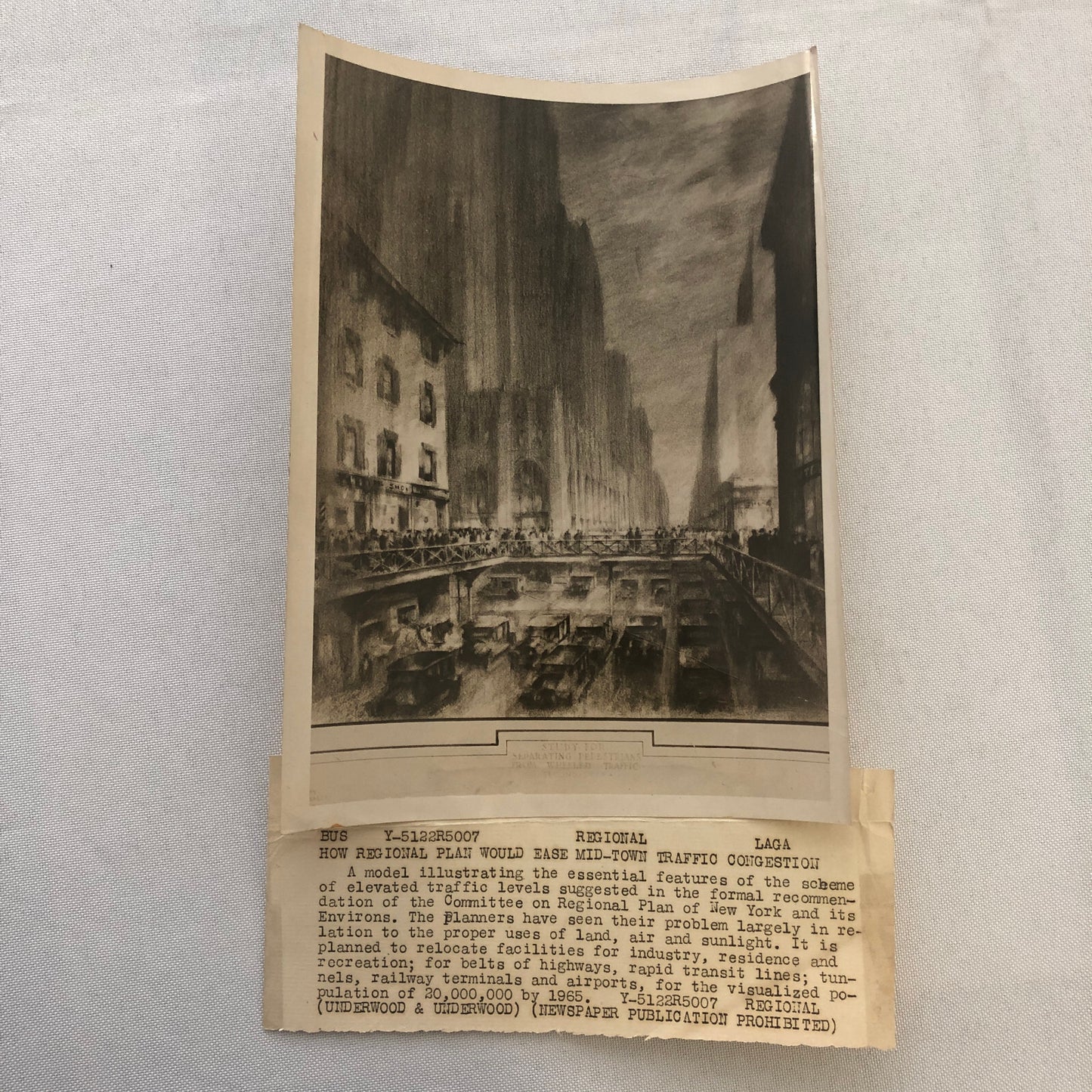 Press Photo Photograph New York City Planning Architect Sketch Proposal 1920s
