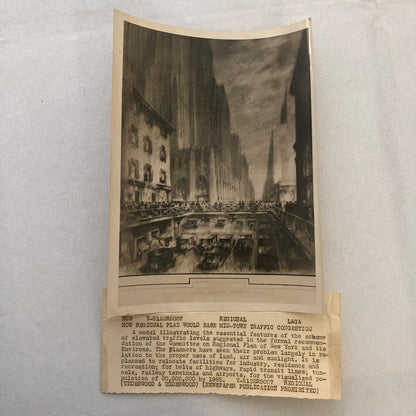 Press Photo Photograph New York City Planning Architect Sketch Proposal 1920s