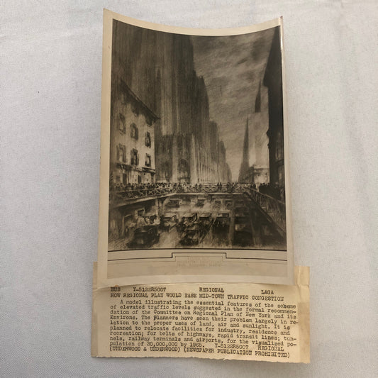 Press Photo Photograph New York City Planning Architect Sketch Proposal 1920s