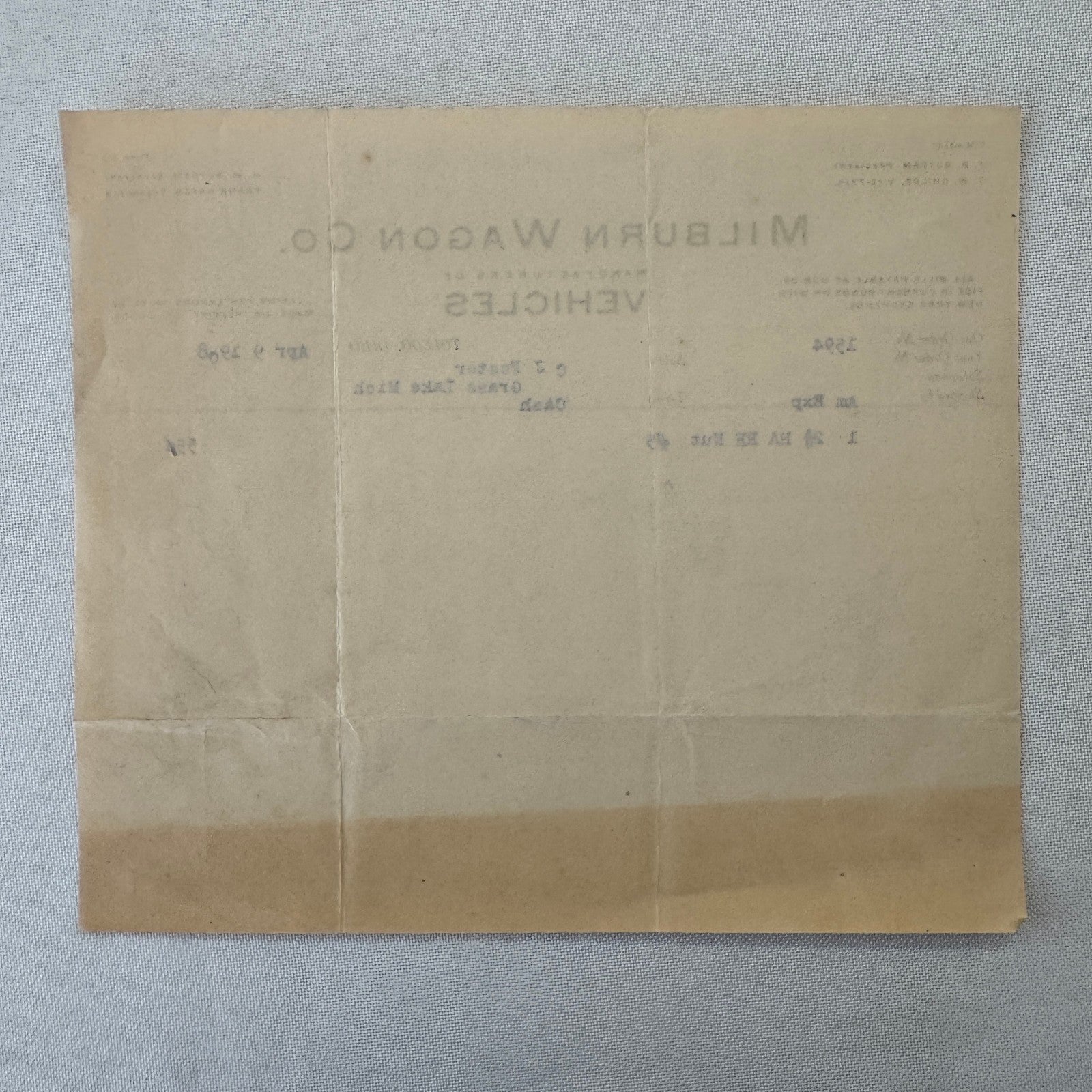 Milburn Wagon Company 1908 Toledo Ohio Invoice Receipt Document Lot 2x Antique
