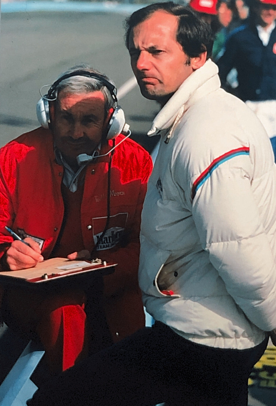Teddy Mayer Ron Dennis McLaren Racing F1 Formula One Racing 35mm Slide Photo