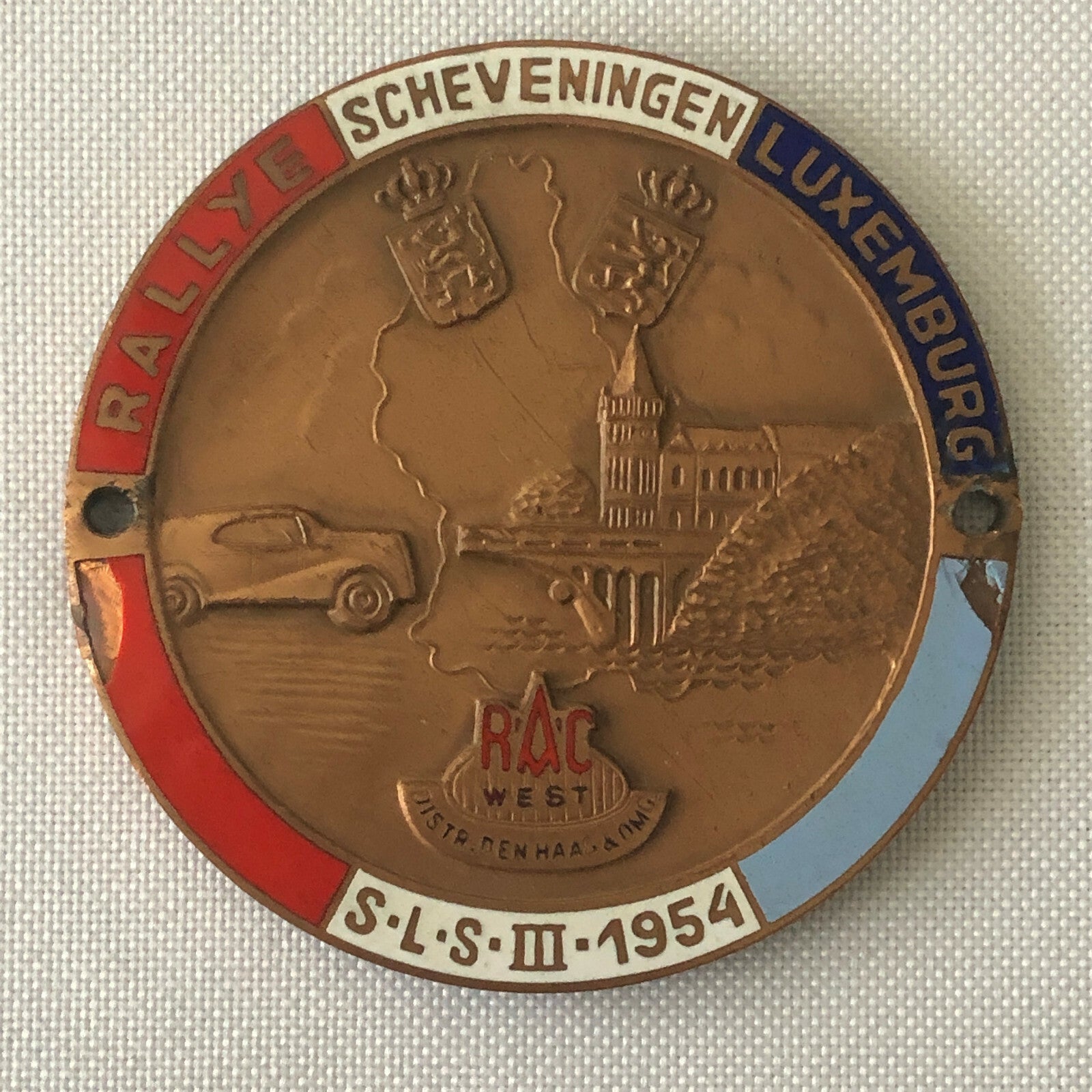 1954 Scheveningen Luxemburg Scheveningen SLS Rally Badge Emblem Award 