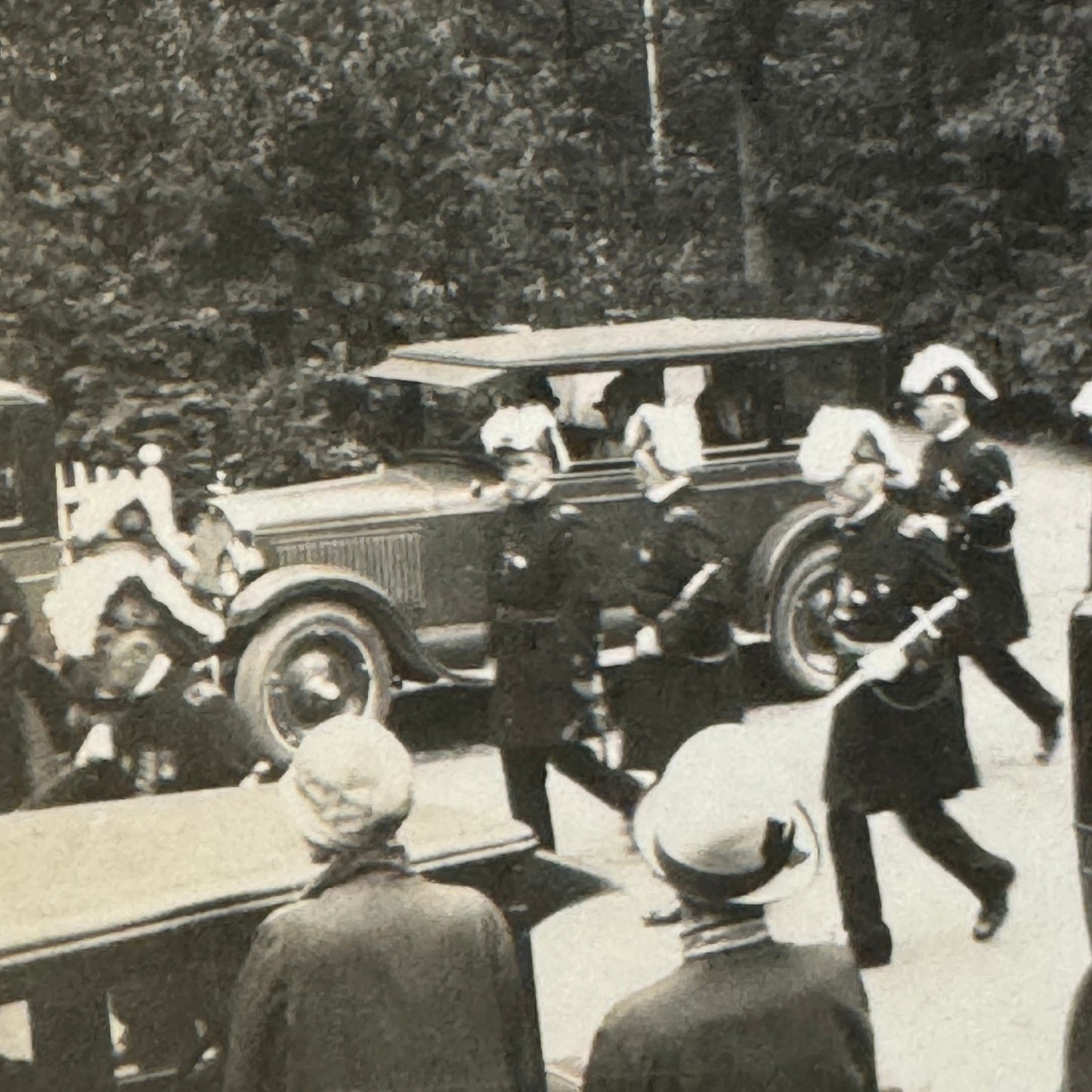 Vintage Car Photo Photograph Print People in Uniform with Automobiles Military