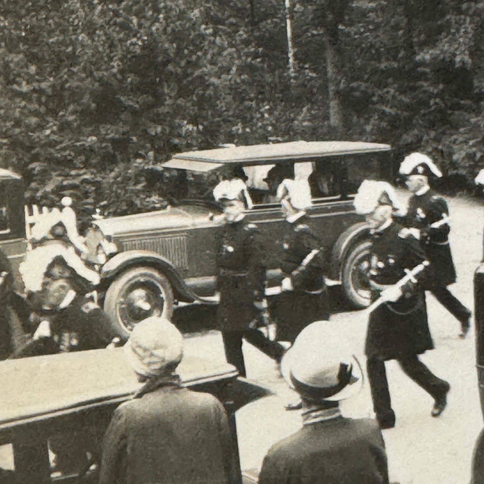 Vintage Car Photo Photograph Print People in Uniform with Automobiles Military