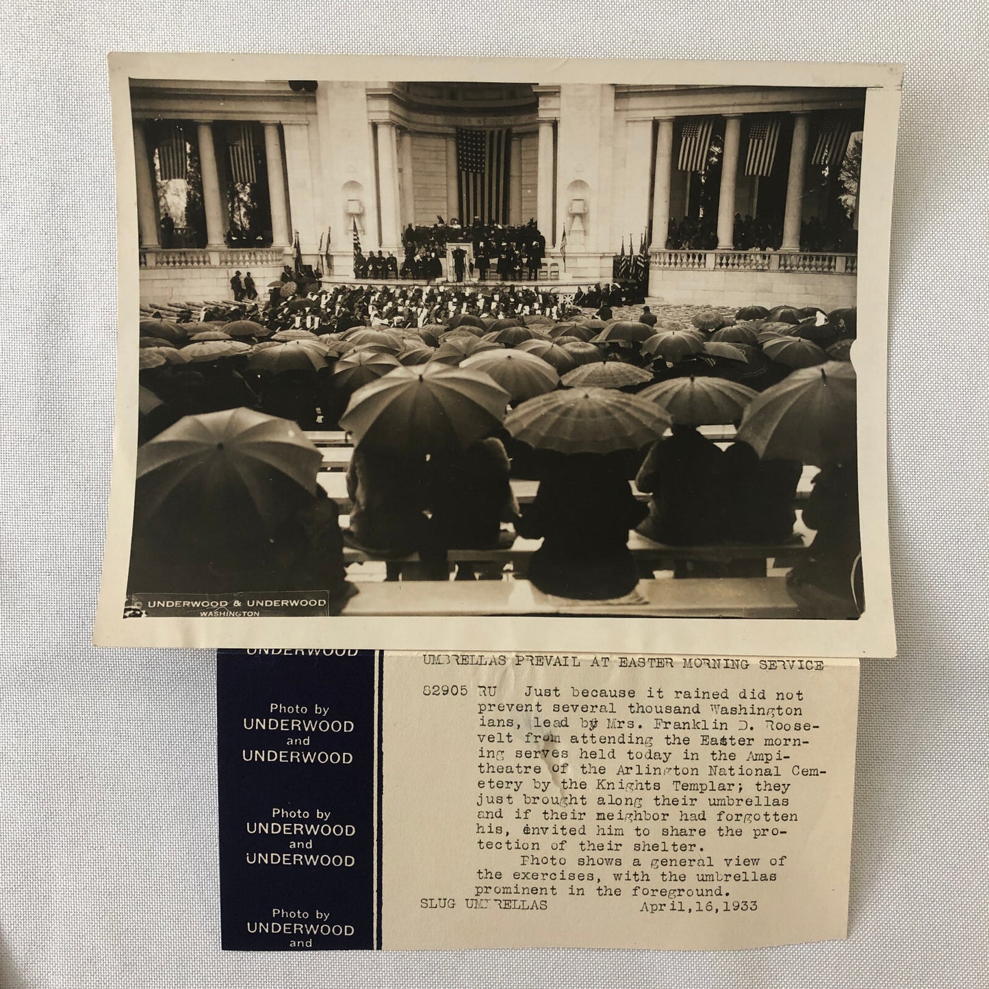 Press Photo Photograph Washington Knights Templar Easter Service Arlington 1933