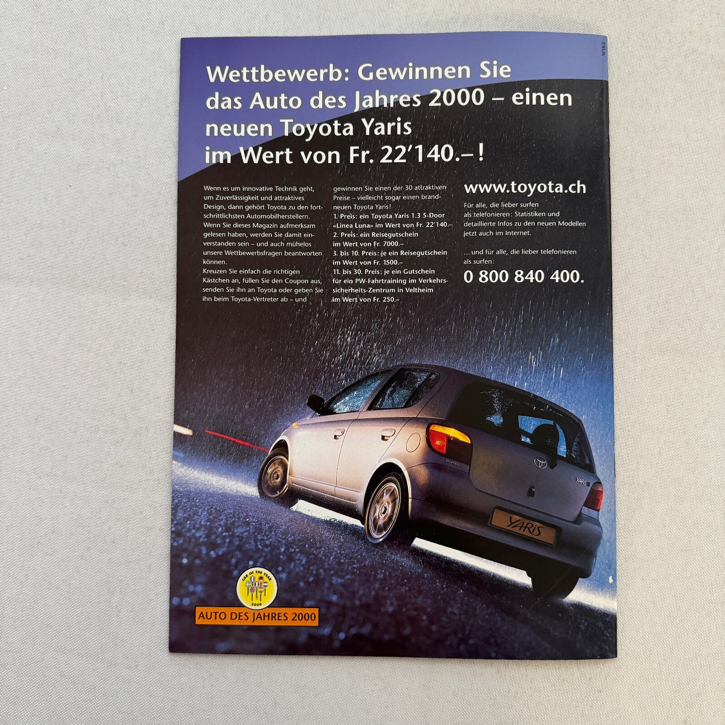2000 Toyota Car Sales Brochure Catalog MR2 Celica Previa Landcruiser GERMAN TEXT