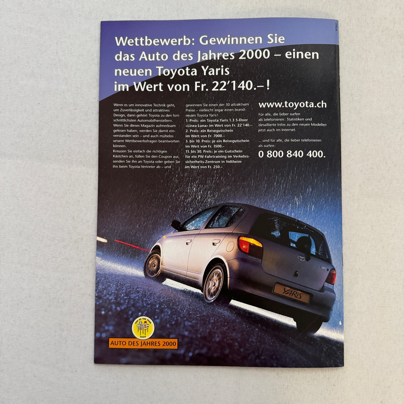 2000 Toyota Car Sales Brochure Catalog MR2 Celica Previa Landcruiser GERMAN TEXT