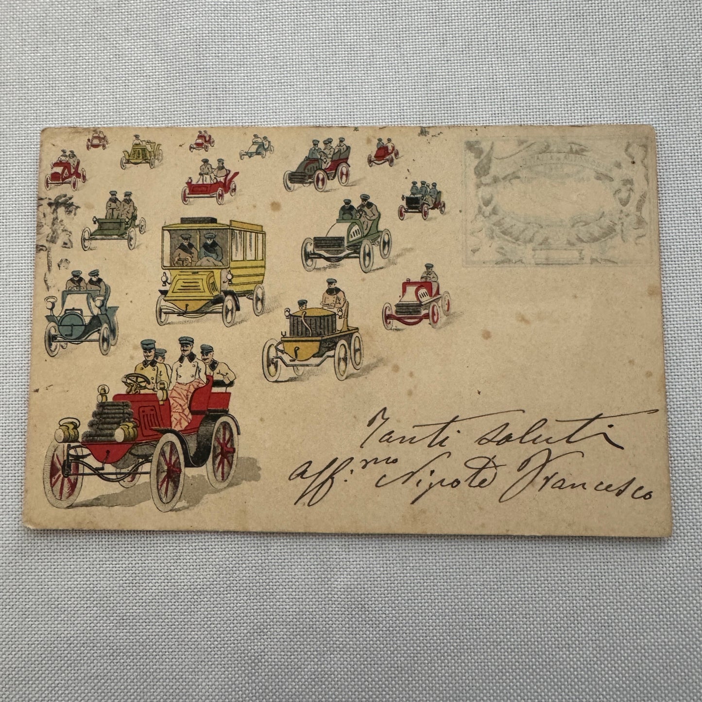 Vintage Car Automobile Postcard Post Card Italy Italian Posted with Stamp