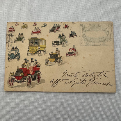 Vintage Car Automobile Postcard Post Card Italy Italian Posted with Stamp