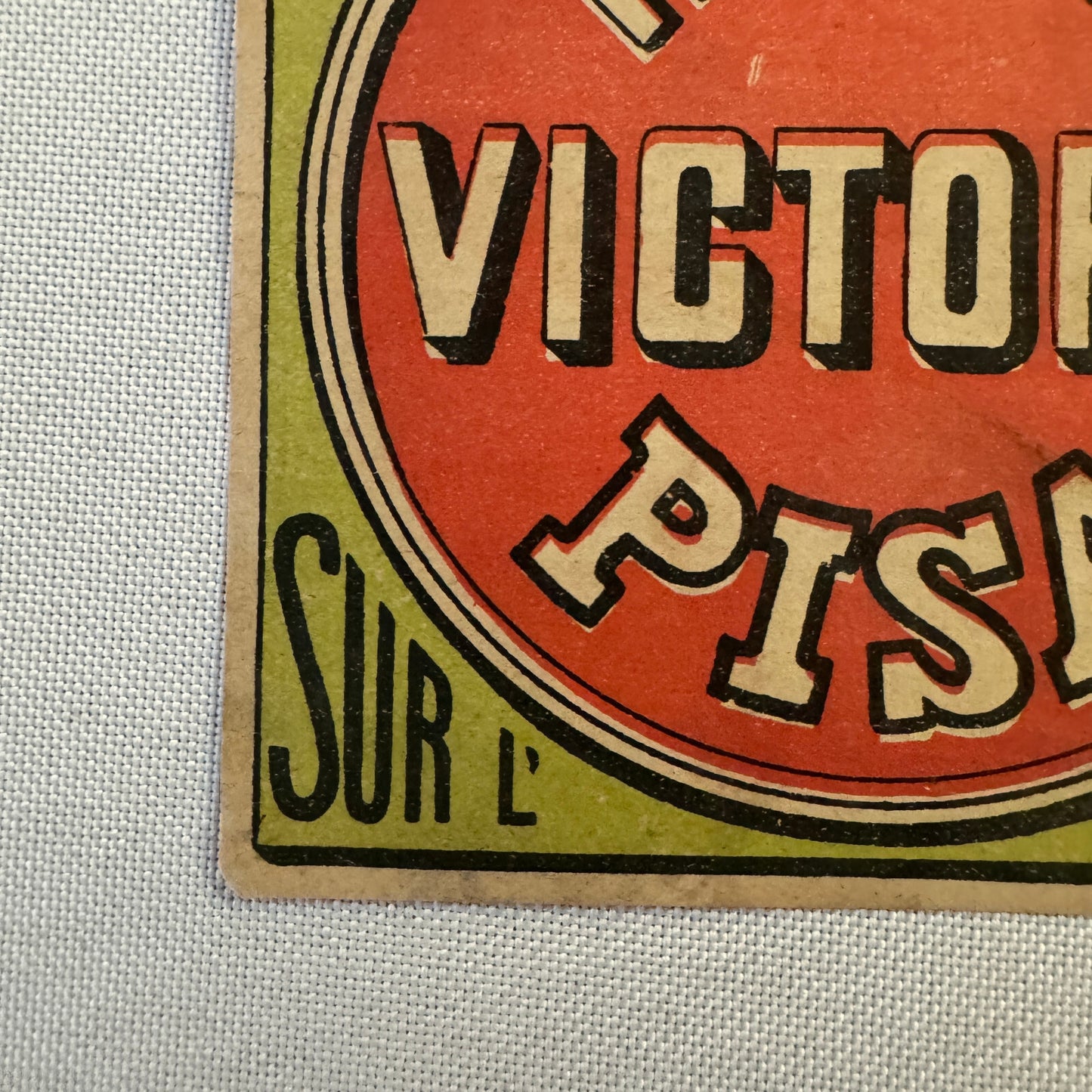 Vintage Hotel Travel Luggage Label Hotel Victoria Pisa Italy Italian