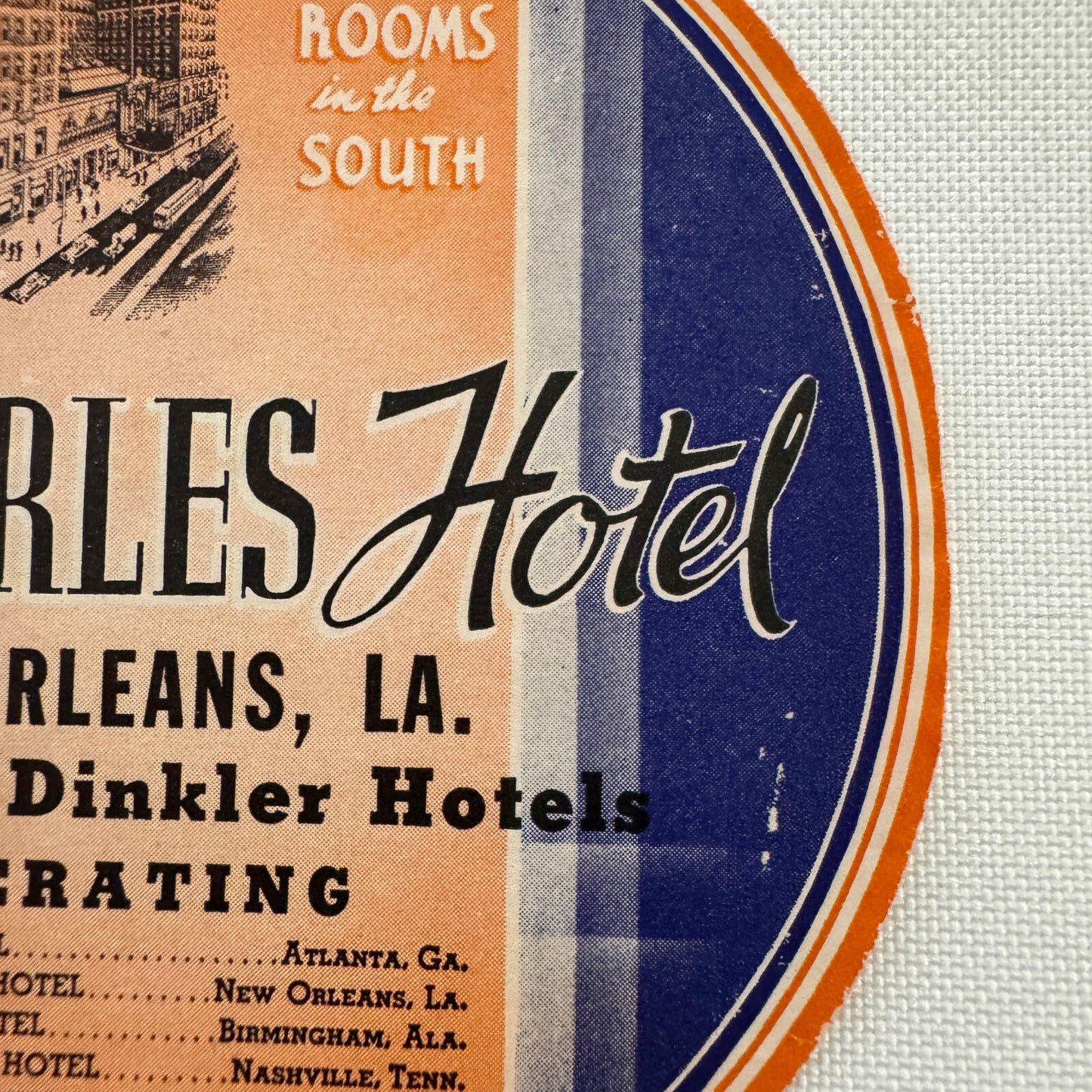 Vintage Travel Luggage Label The St Charles Hotel New Orleans Louisiana LA