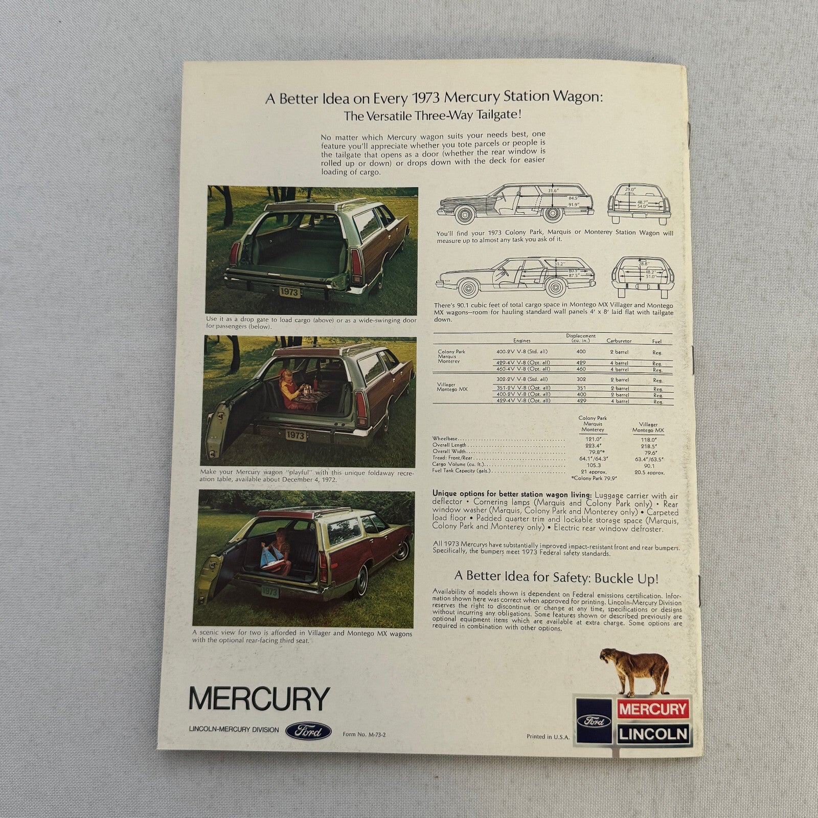 1973 Mercury Station Wagon Sales Brochure Catalog Montego Colony Park Marquis +