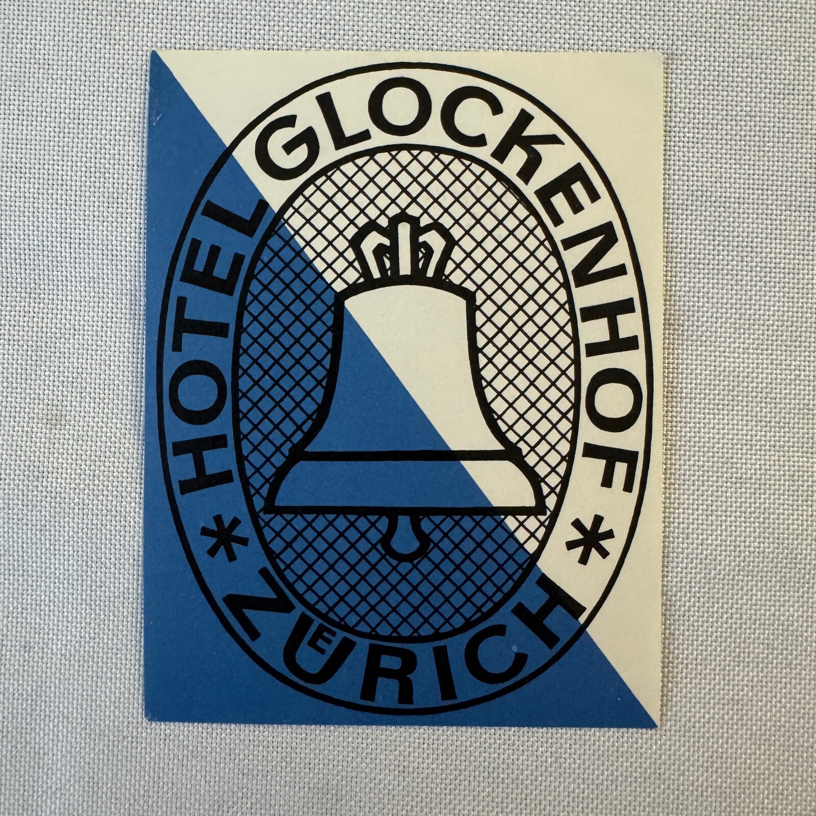 Vintage Hotel Travel Luggage Label Zurich Switzerland Swiss Hotel Glockenhof