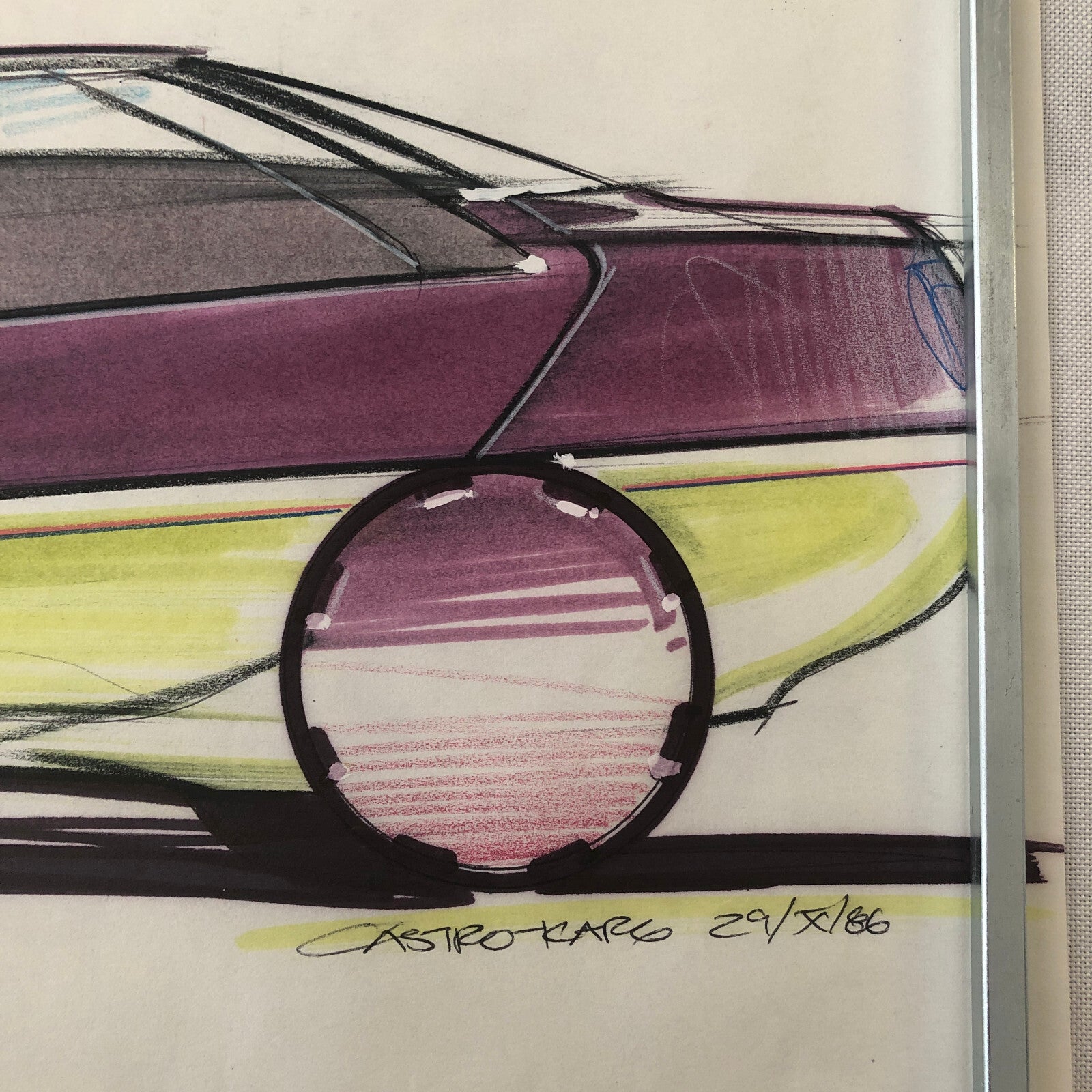 Car Styling Concept Illustration Art Drawing Sketch Vintage Signed 1986