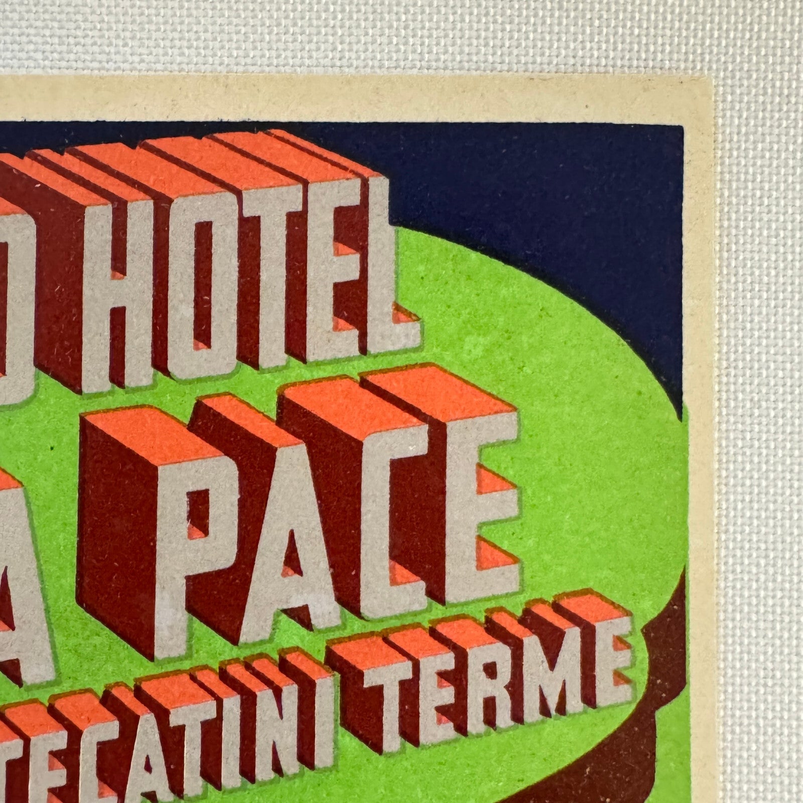 Vintage Travel Luggage Label Grand Hotel & La Pace Montecatini Terme Italy