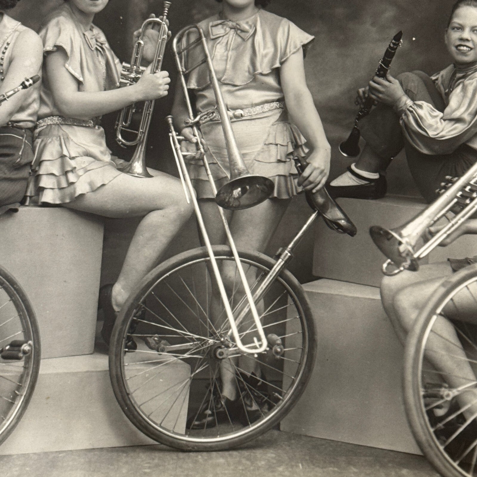 Vintage Circus Act Photo Photograph Musicians Unicycles Herbert Victoria Troupe