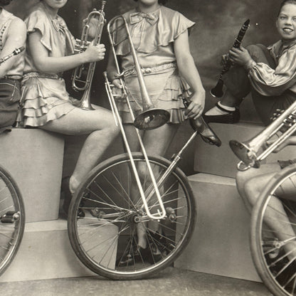 Vintage Circus Act Photo Photograph Musicians Unicycles Herbert Victoria Troupe