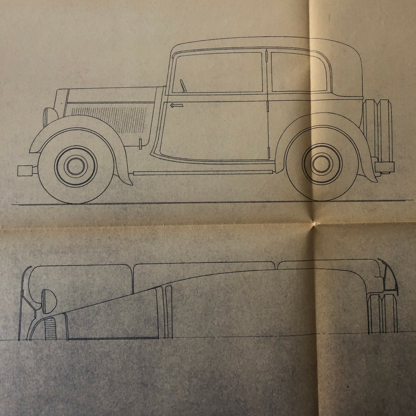 1933 Coachbuilder Car Design Blueprint Rendering Blue Print Coupe Body Style 