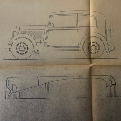 1933 Coachbuilder Car Design Blueprint Rendering Blue Print Coupe Body Style 