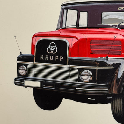 Krupp Truck Illustration Art Drawing Hand Drawn Robert Preis Vintage