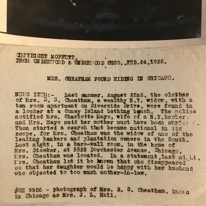 Press Photo Photograph Missing Woman Located 1922 News Photo Portrait