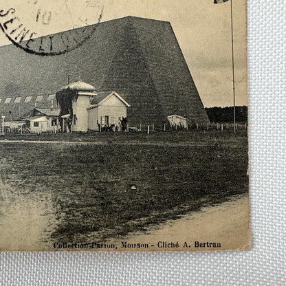 Vintage Zeppelin Airship Dirigible Hangar Building Postcard Post Card French