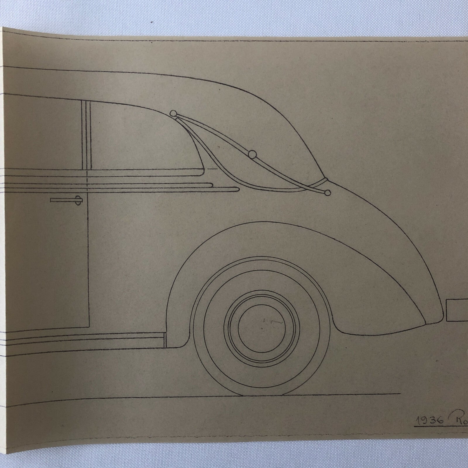 1936 Coachbuilder Car Design Blueprint Rendering Blue Print Coupe Body Style 