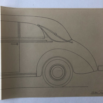 1936 Coachbuilder Car Design Blueprint Rendering Blue Print Coupe Body Style 