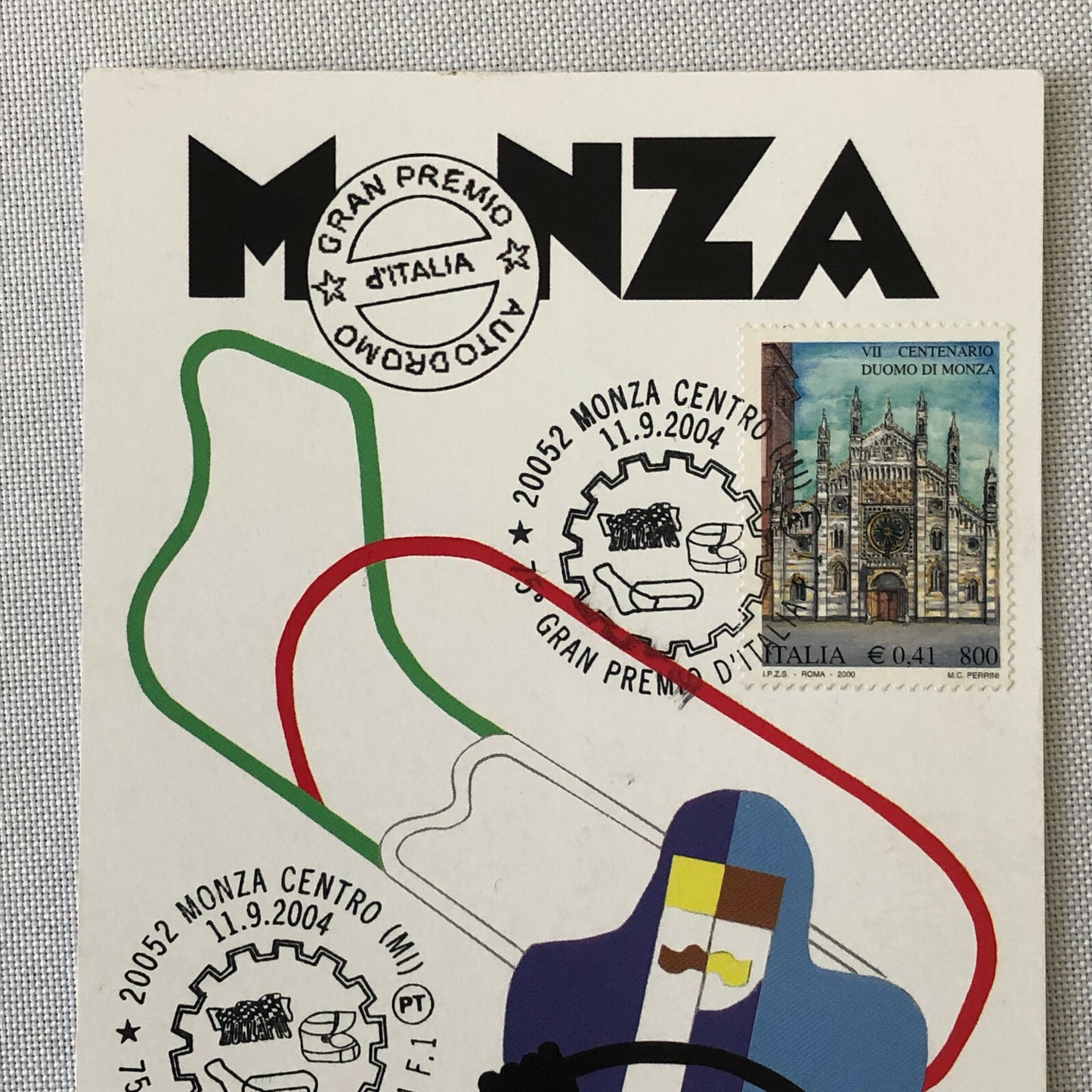 2004 Italian Grand Prix Postcard with Duomo Stamp 