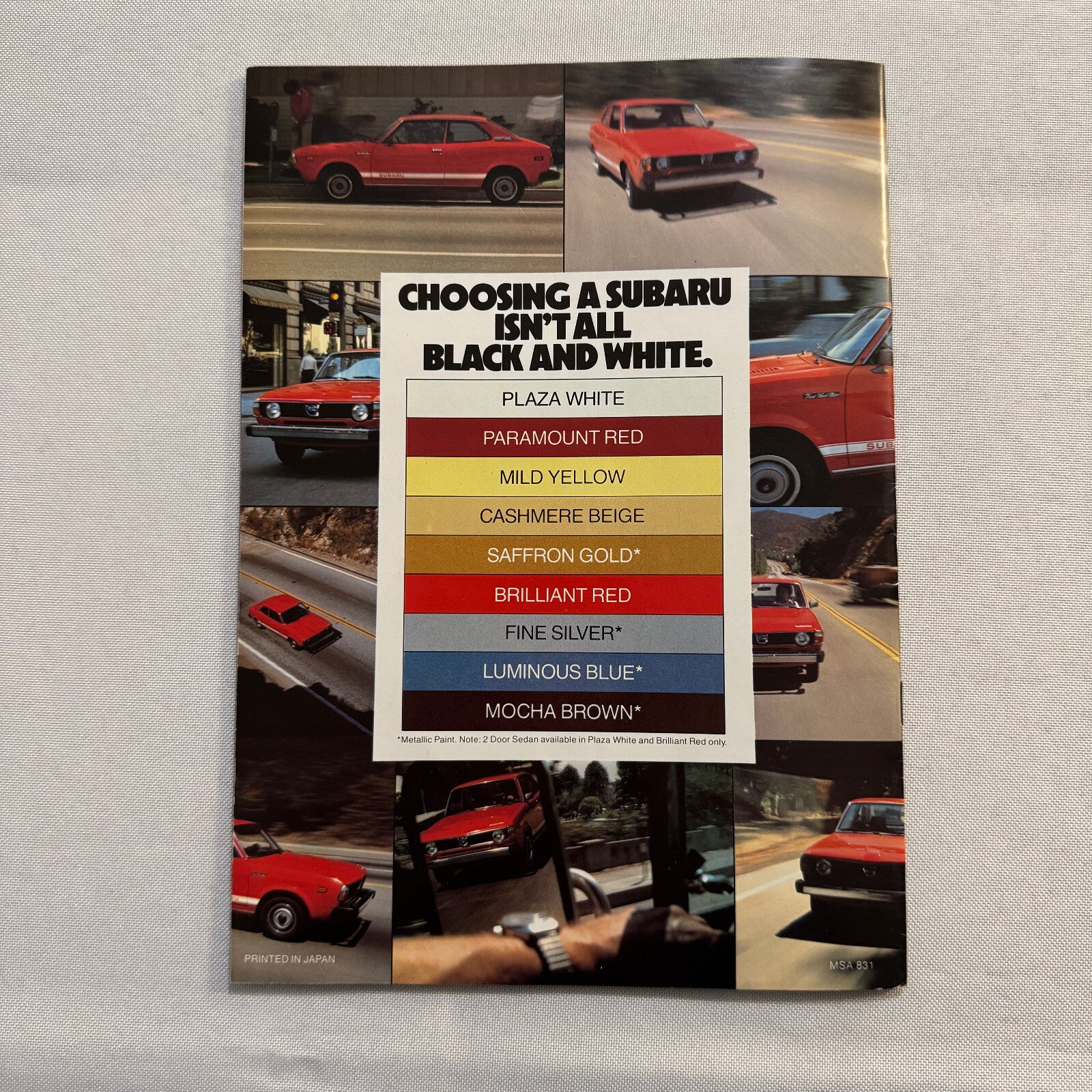 Vintage Subaru Car Sales Brochure Catalog Brat DL GF Coupe Sedan Station Wagon