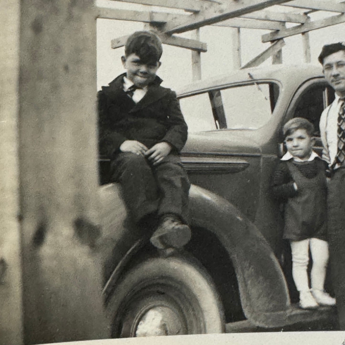 Vintage Car Automobile Photo Photograph Print Snapshot Quebec Canada Man Child