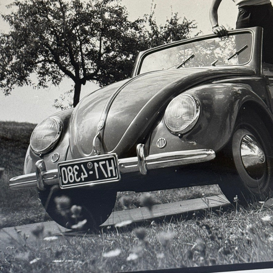 Vintage Volkswagen Beetle VW Bug Car Photo Photograph Print Woman
