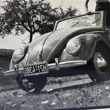 Vintage Volkswagen Beetle VW Bug Car Photo Photograph Print Woman