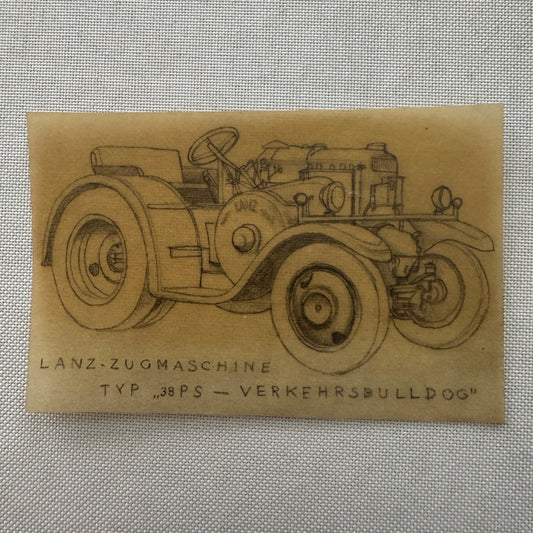 Lanz Bulldog Tractor Vintage Illustration Hand Drawn Drawing Sketch Art Germany