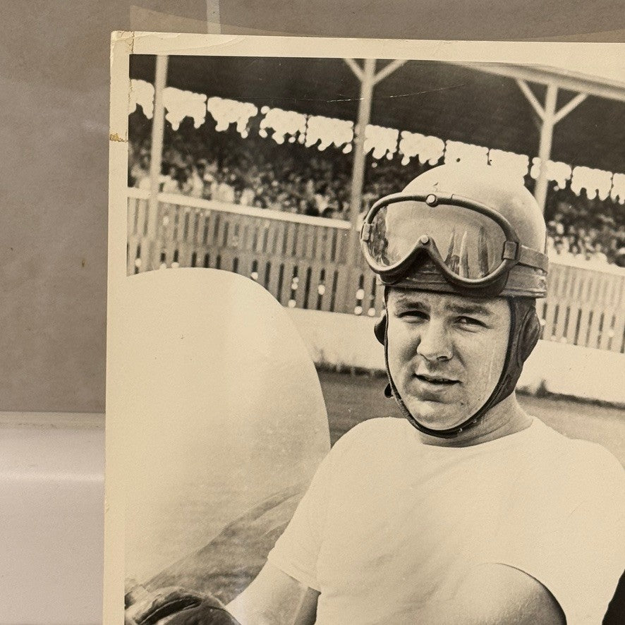 Vintage Racing Photo Photograph Joe Giba Driver in Car Helmet Goggles