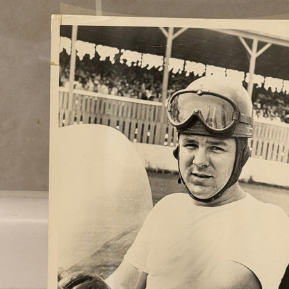 Vintage Racing Photo Photograph Joe Giba Driver in Car Helmet Goggles