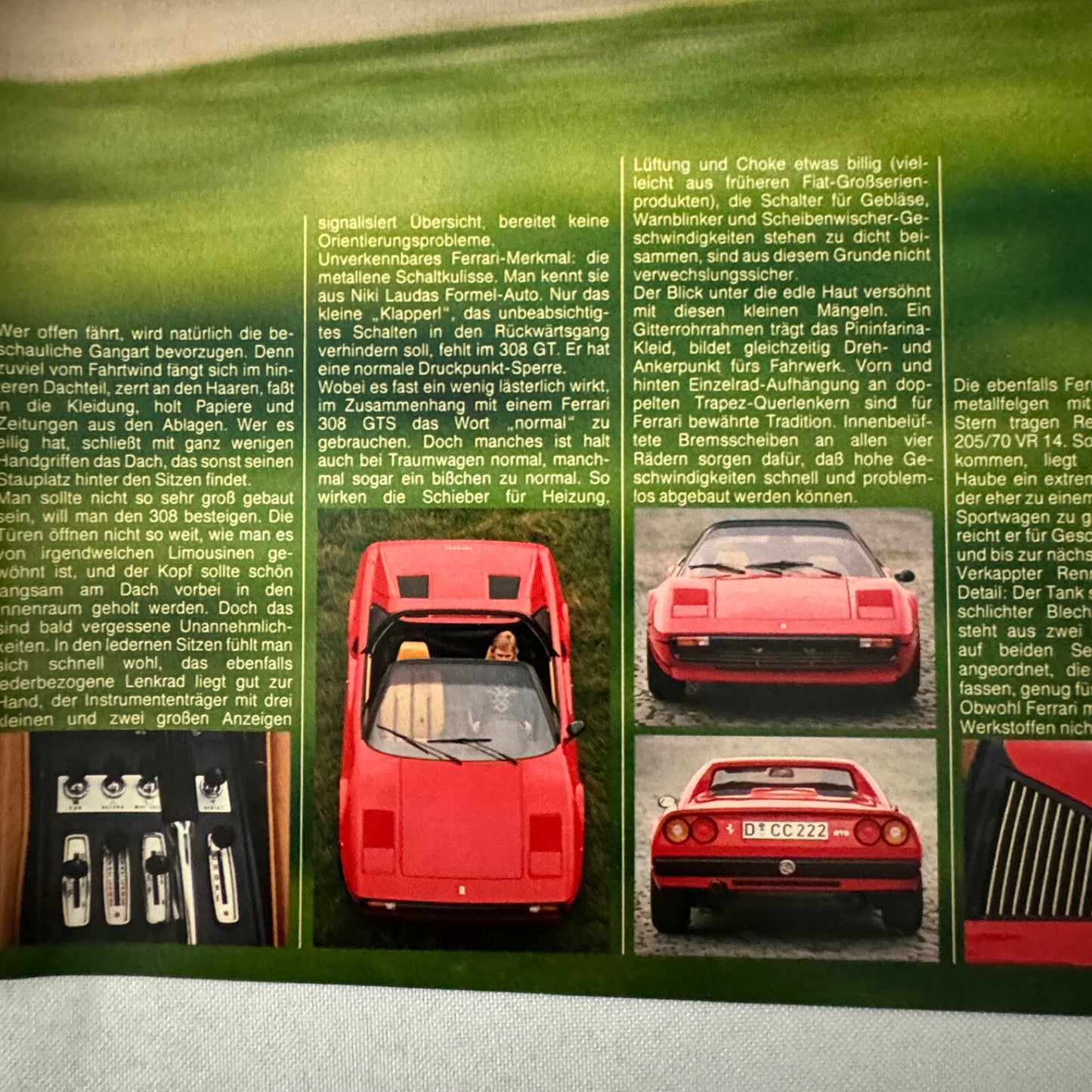 Ferrari 308 GT Spider Car Poster Magazine Insert GERMAN Text