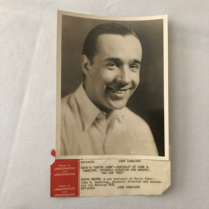 Press Photo Photograph Portrait WOR Radio Announcer Uncle John B Gambling