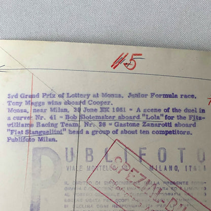 1961 Formula Junior Car Race at Monza Italy Racing Press Photo Photograph 