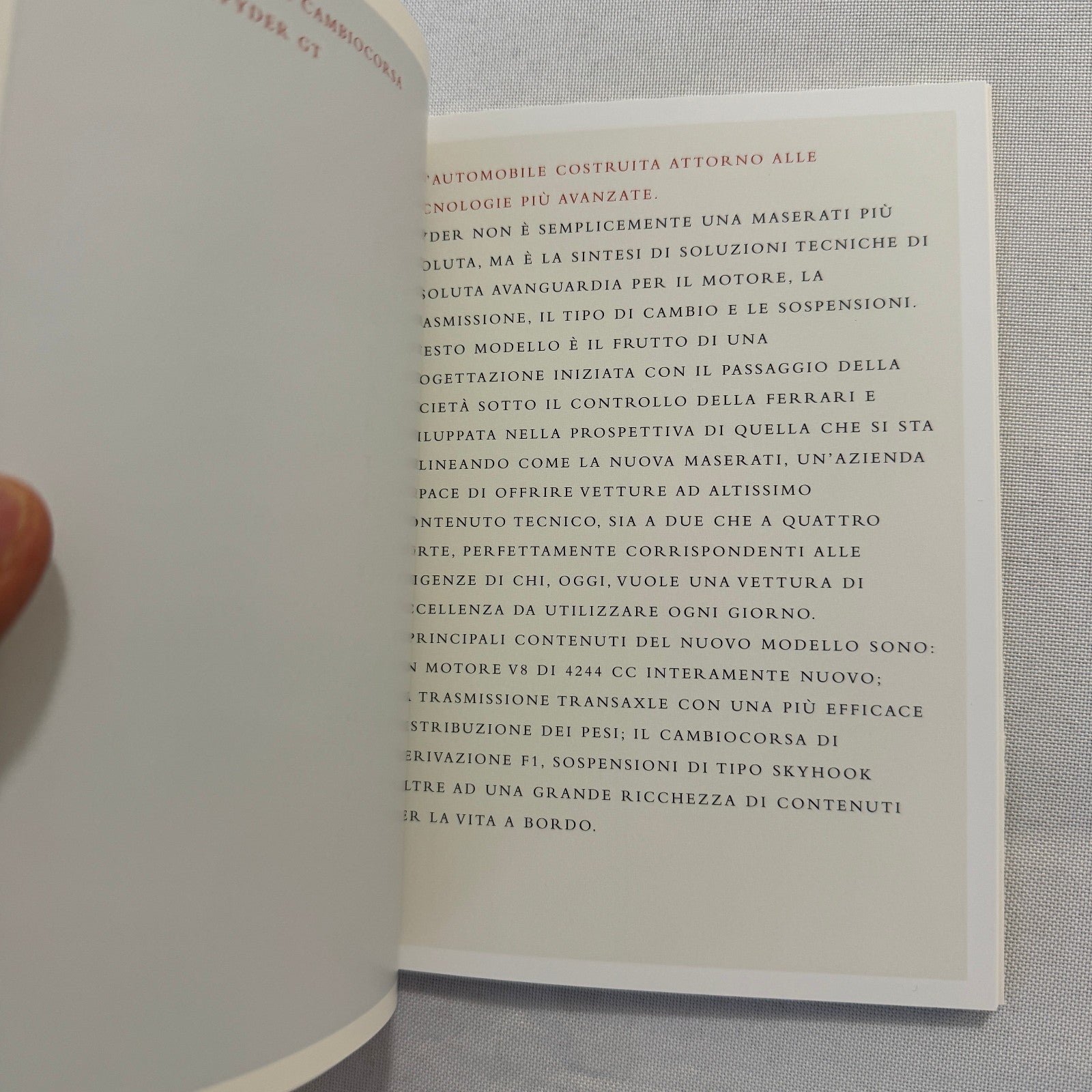 2001 Maserati Spyder Convertible Press Kit Brochure Photo CD Frankfurt Autoshow