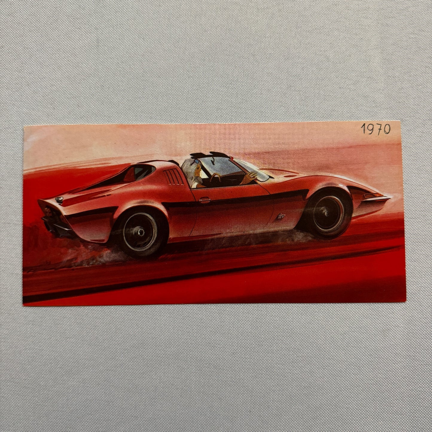 Opel Aero GT Concept Car Advertising Card German Text Vintage 1970