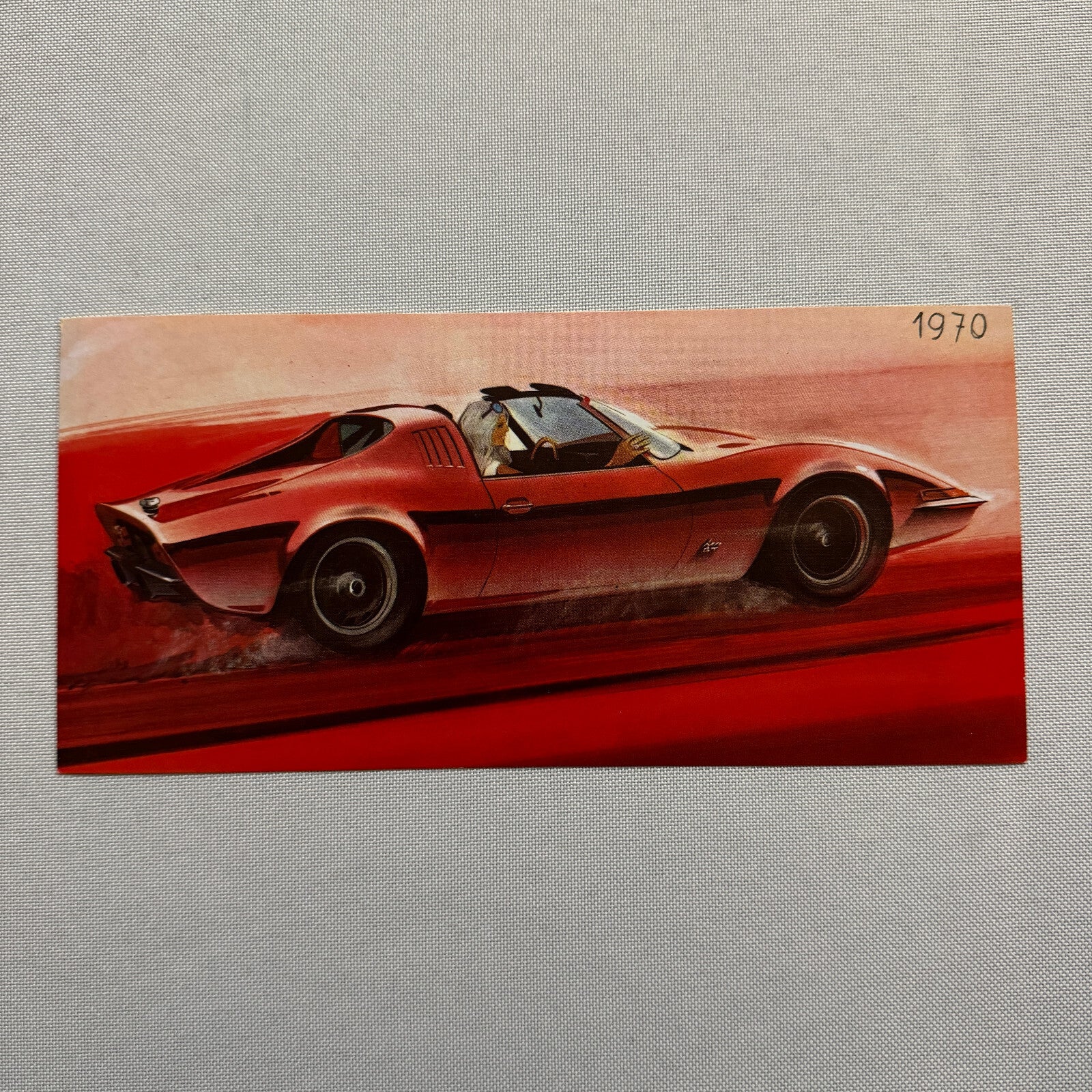 Opel Aero GT Concept Car Advertising Card German Text Vintage 1970