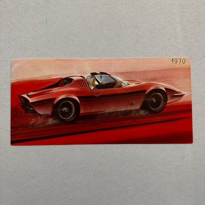 Opel Aero GT Concept Car Advertising Card German Text Vintage 1970